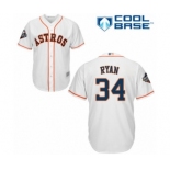 Men's Houston Astros #34 Nolan Ryan Replica White Home Cool Base 2019 World Series Bound Baseball Jersey