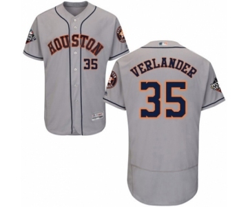 Men's Houston Astros #35 Justin Verlander Grey Road Flex Base Authentic Collection 2019 World Series Bound Baseball Jersey