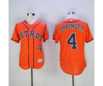 Men's Houston Astros #4 George Springer Majestic Orange Flexbase Authentic Collection Player Jersey