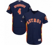 Men's Houston Astros #4 George Springer Navy Blue Alternate Flex Base Authentic Collection 2019 World Series Bound Baseball Jersey