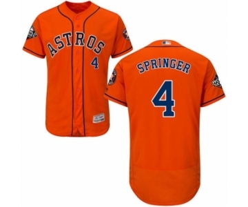 Men's Houston Astros #4 George Springer Orange Alternate Flex Base Authentic Collection 2019 World Series Bound Baseball Jersey