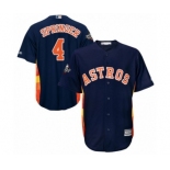 Men's Houston Astros #4 George Springer Replica Navy Blue Alternate Cool Base 2019 World Series Bound Baseball Jersey