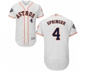 Men's Houston Astros #4 George Springer White Home Flex Base Authentic Collection 2019 World Series Bound Baseball Jersey