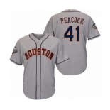 Men's Houston Astros #41 Brad Peacock Replica Grey Road Cool Base 2019 World Series Bound Baseball Jersey