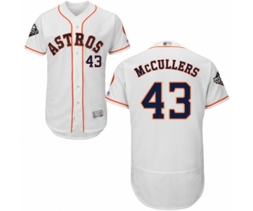 Men's Houston Astros #43 Lance McCullers White Home Flex Base Authentic Collection 2019 World Series Bound Baseball Jersey