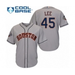 Men's Houston Astros #45 Carlos Lee Replica Grey Road Cool Base 2019 World Series Bound Baseball Jersey