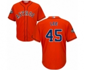 Men's Houston Astros #45 Carlos Lee Replica Orange Alternate Cool Base 2019 World Series Bound Baseball Jersey