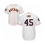 Men's Houston Astros #45 Carlos Lee Replica White Home Cool Base 2019 World Series Bound Baseball Jersey