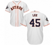 Men's Houston Astros #45 Carlos Lee Replica White Home Cool Base 2019 World Series Bound Baseball Jersey