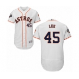 Men's Houston Astros #45 Carlos Lee White Home Flex Base Authentic Collection 2019 World Series Bound Baseball Jersey