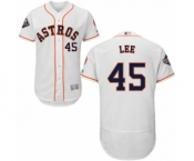 Men's Houston Astros #45 Carlos Lee White Home Flex Base Authentic Collection 2019 World Series Bound Baseball Jersey