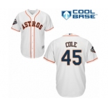 Men's Houston Astros #45 Gerrit Cole Replica White Home Cool Base 2019 World Series Bound Baseball Jersey