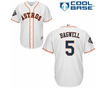 Men's Houston Astros #5 Jeff Bagwell Replica White Home Cool Base 2019 World Series Bound Baseball Jersey