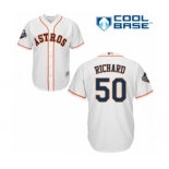 Men's Houston Astros #50 J.R. Richard Replica White Home Cool Base 2019 World Series Bound Baseball Jersey