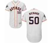 Men's Houston Astros #50 J.R. Richard White Home Flex Base Authentic Collection 2019 World Series Bound Baseball Jersey