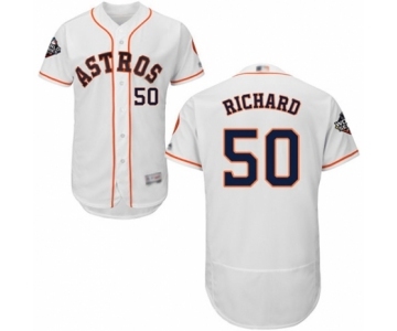 Men's Houston Astros #50 J.R. Richard White Home Flex Base Authentic Collection 2019 World Series Bound Baseball Jersey