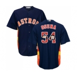 Men's Houston Astros #54 Roberto Osuna Authentic Navy Blue Team Logo Fashion Cool Base Baseball Jersey