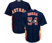 Men's Houston Astros #54 Roberto Osuna Authentic Navy Blue Team Logo Fashion Cool Base Baseball Jersey