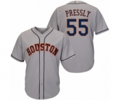 Men's Houston Astros #55 Ryan Pressly Replica Grey Road Cool Base Baseball Jersey