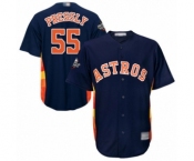 Men's Houston Astros #55 Ryan Pressly Replica Navy Blue Alternate Cool Base 2019 World Series Bound Baseball Jersey