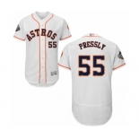 Men's Houston Astros #55 Ryan Pressly White Home Flex Base Authentic Collection 2019 World Series Bound Baseball Jersey