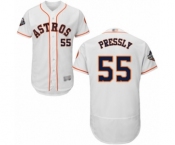 Men's Houston Astros #55 Ryan Pressly White Home Flex Base Authentic Collection 2019 World Series Bound Baseball Jersey