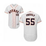 Men's Houston Astros #55 Ryan Pressly White Home Flex Base Authentic Collection Baseball Jersey