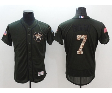 Men's Houston Astros #7 Craig Biggio Majestic Green Salute to Service Flexbase Authentic Collection Player Jersey