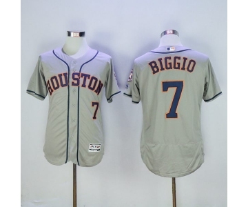 Men's Houston Astros #7 Craig Biggio Majestic Grey Flexbase Authentic Collection Player Jersey