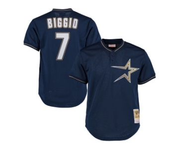 Men's Houston Astros #7 Craig Biggio Mitchell & Ness Navy Cooperstown Collection Batting Practice Jersey