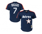 Men's Houston Astros #7 Craig Biggio Mitchell & Ness Navy Cooperstown Mesh Batting Practice Jersey