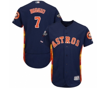 Men's Houston Astros #7 Craig Biggio Navy Blue Alternate Flex Base Authentic Collection 2019 World Series Bound Baseball Jersey