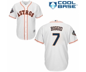 Men's Houston Astros #7 Craig Biggio Replica White Home Cool Base 2019 World Series Bound Baseball Jersey