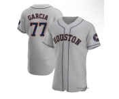 Men's Houston Astros #77 Luis Garcia Grey Road Flex Base Authentic Collection Baseball Jersey