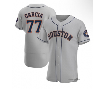 Men's Houston Astros #77 Luis Garcia Grey Road Flex Base Authentic Collection Baseball Jersey