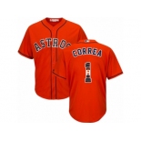 Men's Majestic Houston Astros #1 Carlos Correa Authentic Orange Team Logo Fashion Cool Base MLB Jersey