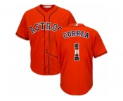 Men's Majestic Houston Astros #1 Carlos Correa Authentic Orange Team Logo Fashion Cool Base MLB Jersey