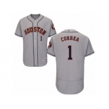 Men's Majestic Houston Astros #1 Carlos Correa Grey Flexbase Authentic Collection MLB Jersey