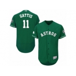 Men's Majestic Houston Astros #11 Evan Gattis Green Celtic Flexbase Authentic Collection MLB Jersey