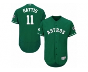 Men's Majestic Houston Astros #11 Evan Gattis Green Celtic Flexbase Authentic Collection MLB Jersey