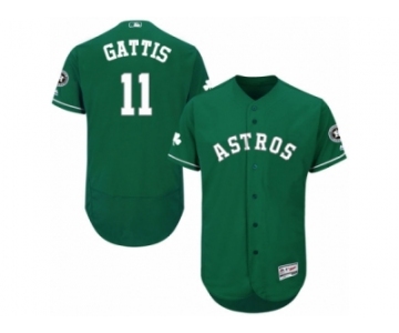 Men's Majestic Houston Astros #11 Evan Gattis Green Celtic Flexbase Authentic Collection MLB Jersey