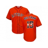 Men's Majestic Houston Astros #15 Carlos Beltran Authentic Orange Team Logo Fashion Cool Base MLB Jersey