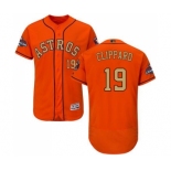 Men's Majestic Houston Astros #19 Tyler Clippard Orange Alternate 2018 Gold Program Flex Base Authentic Collection MLB Jersey