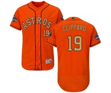 Men's Majestic Houston Astros #19 Tyler Clippard Orange Alternate 2018 Gold Program Flex Base Authentic Collection MLB Jersey