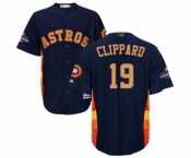 Men's Majestic Houston Astros #19 Tyler Clippard Replica Navy Blue Alternate 2018 Gold Program Cool Base MLB Jersey