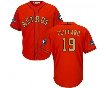 Men's Majestic Houston Astros #19 Tyler Clippard Replica Orange Alternate 2018 Gold Program Cool Base MLB Jersey