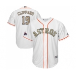 Men's Majestic Houston Astros #19 Tyler Clippard Replica White 2018 Gold Program Cool Base MLB Jersey