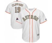 Men's Majestic Houston Astros #19 Tyler Clippard Replica White 2018 Gold Program Cool Base MLB Jersey