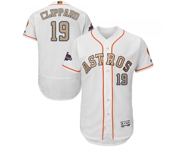 Men's Majestic Houston Astros #19 Tyler Clippard White 2018 Gold Program Flex Base Authentic Collection MLB Jersey