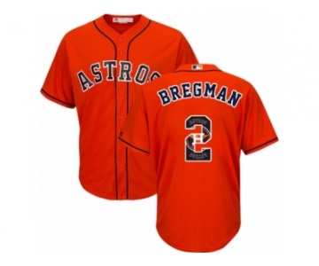 Men's Majestic Houston Astros #2 Alex Bregman Authentic Orange Team Logo Fashion Cool Base MLB Jersey